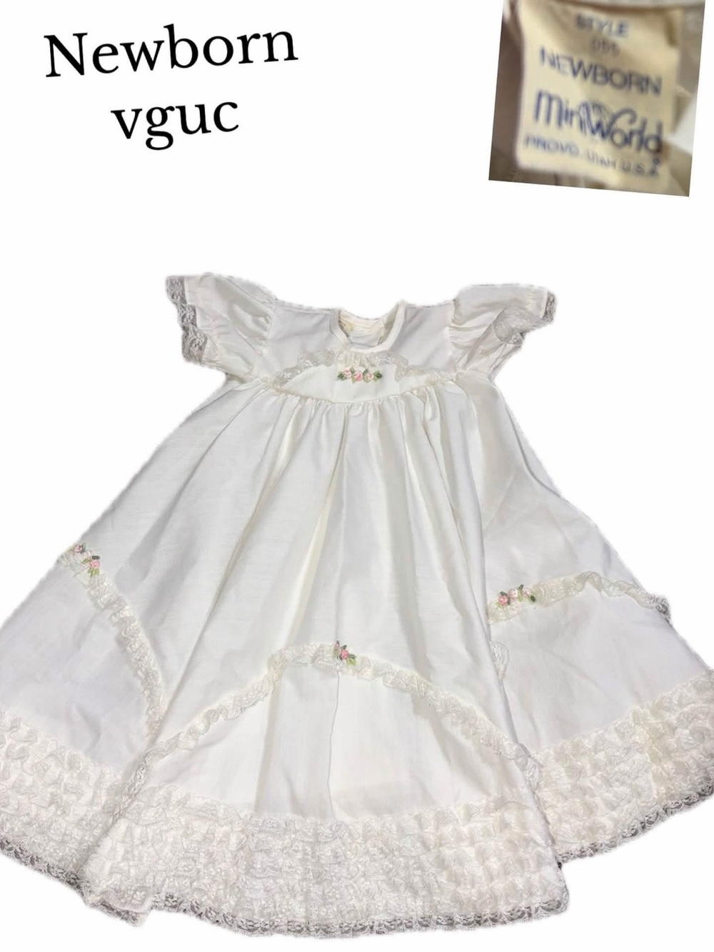 Newborn mini world white gown. So beautiful